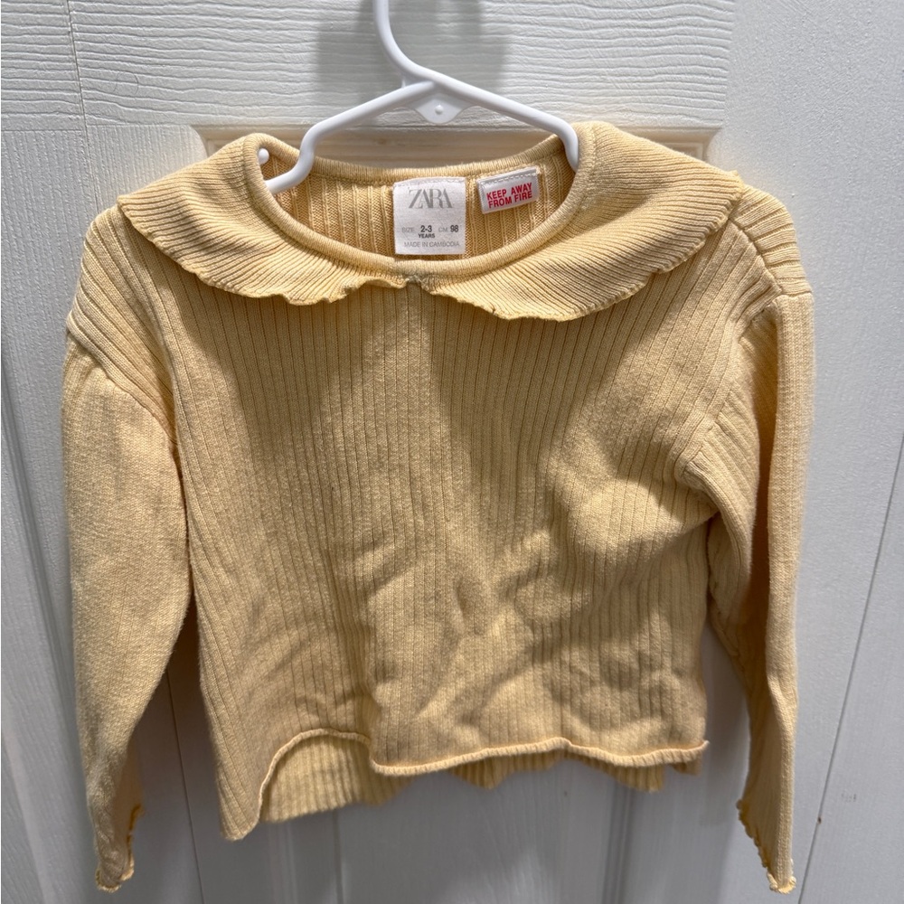 Zara butter yellow Ribbed Cream long sleeve- 2-3 years